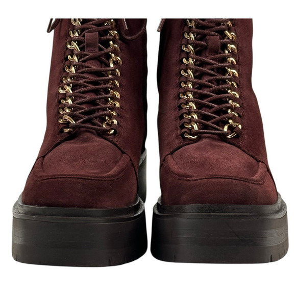 Sam Edelman Lovrin Platform Combat Boots Spiced Pecan Suede Womens 9.5M Zip New - Picture 3 of 12